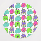 Farbenfrohe Hamster-Hintern-Muster Etiketten (Design 2)