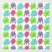 Farbenfrohe Hamster-Hintern-Muster Fensteraufkleber (Blatt)