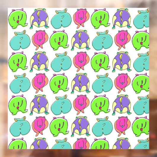 Farbenfrohe Hamster-Hintern-Muster Fensteraufkleber (Blatt 2)