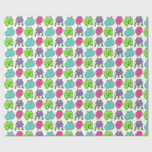 Farbenfrohe Hamster-Hintern-Muster Geschenkpapier (Flach)