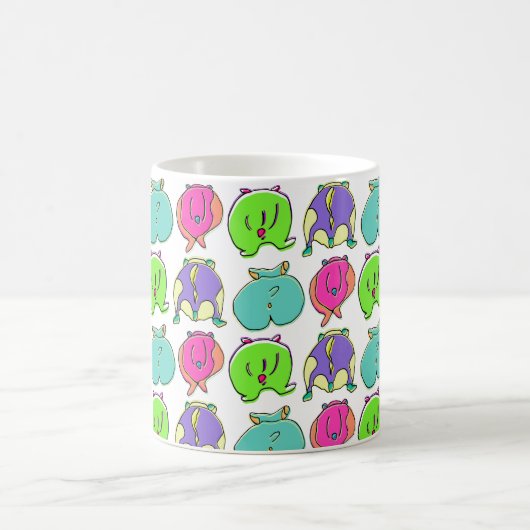 Farbenfrohe Hamster-Hintern-Muster Kaffeetasse (Mittel)