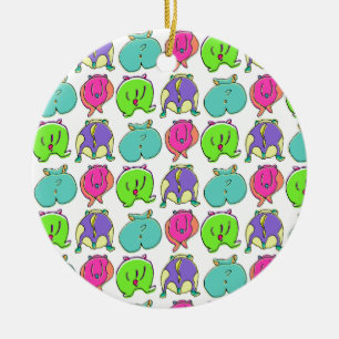 Farbenfrohe Hamster-Hintern-Muster Keramik Ornament