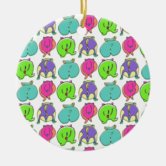 Farbenfrohe Hamster-Hintern-Muster Keramik Ornament (Vorne)