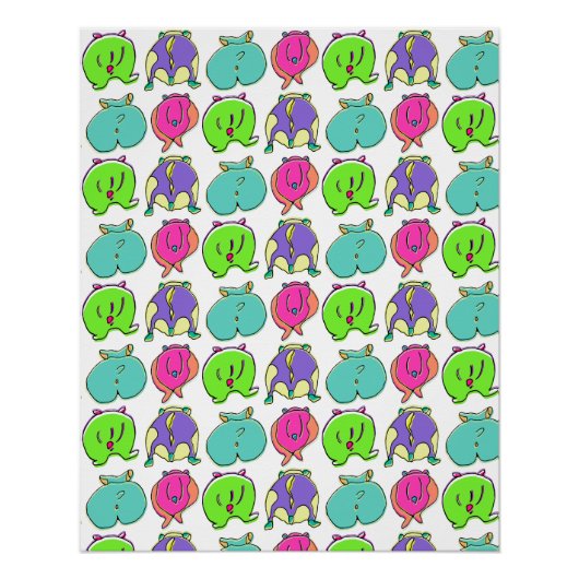 Farbenfrohe Hamster-Hintern-Muster Poster (Vorderseite)