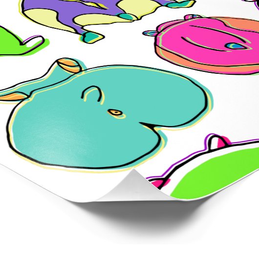 Farbenfrohe Hamster-Hintern-Muster Poster (Ecke)