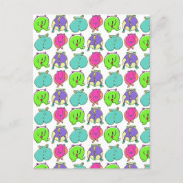 Farbenfrohe Hamster-Hintern-Muster Postkarte