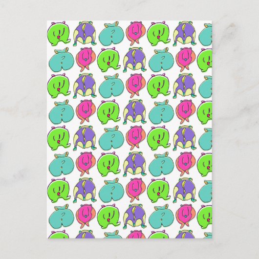 Farbenfrohe Hamster-Hintern-Muster Postkarte (Vorderseite)