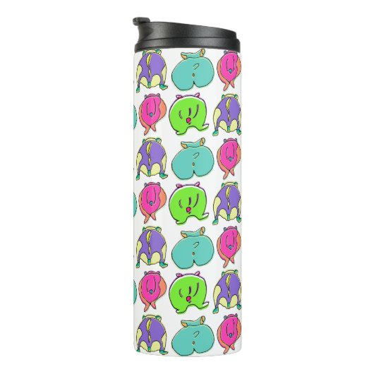 Farbenfrohe Hamster-Hintern-Muster Thermosbecher (Nach rechts gedreht)