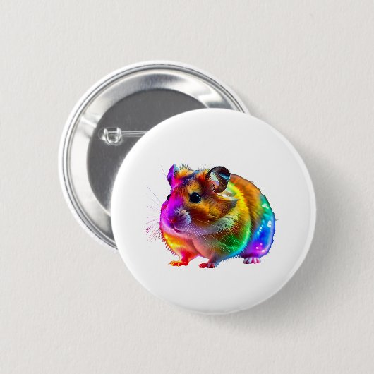 Farbenfrohe Hamsterkunst Button (Vorne & Hinten)