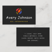 Farbenfrohe Hand ASL Instructor signieren Sprachle Visitenkarte (Vorne/Hinten)