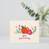 Farbenfrohe Hand Drawn Happy Rosh Hashanah Postkarte (Stehend Vorderseite)