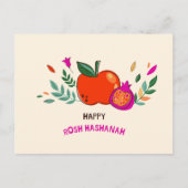 Farbenfrohe Hand Drawn Happy Rosh Hashanah Postkarte (Vorderseite)