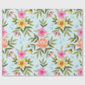 Farbenfrohe Hand Zeichnend Blume Geschenkpapier (Flach)