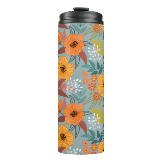 Farbenfrohe Hand zeichnend Blume nahtlos Muster Thermosbecher (Vorderseite)