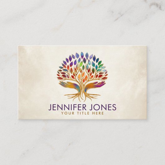 Farbenfrohe Handbaum Visitenkarte (Vorderseite)