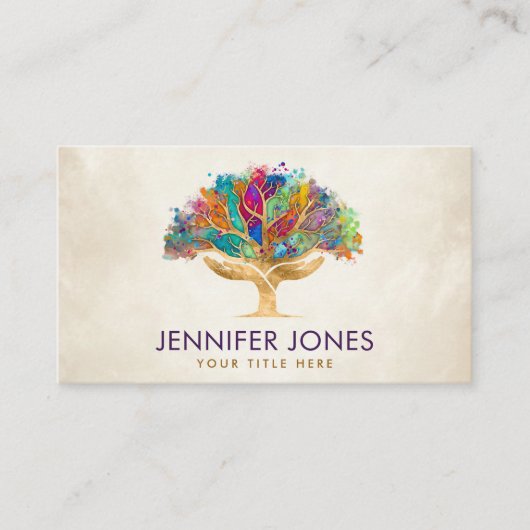 Farbenfrohe Handbaum Visitenkarte (Vorderseite)