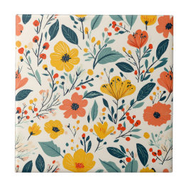 Farbenfrohe handbemalte Blume Fliese
