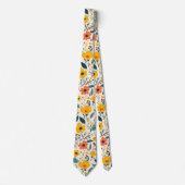 Farbenfrohe handbemalte Blume Krawatte (Vorderseite)