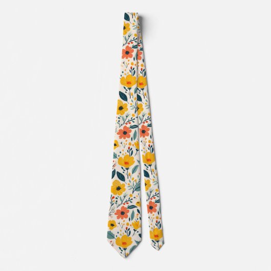 Farbenfrohe handbemalte Blume Krawatte (Vorderseite)