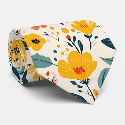 Farbenfrohe handbemalte Blume Krawatte (Gerollt)