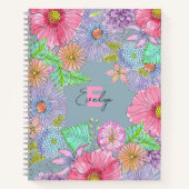 Farbenfrohe handbemalte Blume und Blätter botanisc Notizblock (Vorderseite)