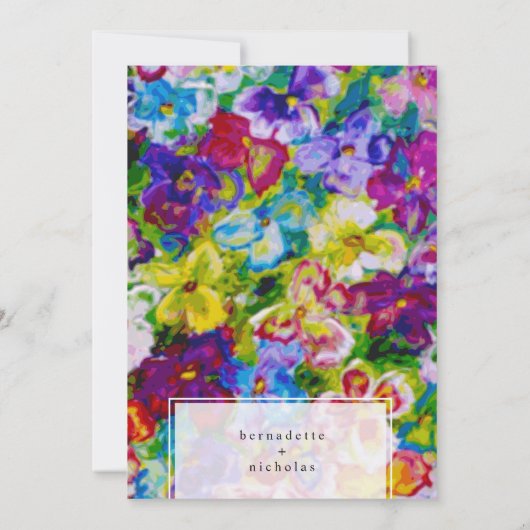 Farbenfrohe, handbemalte blumengeschmückte Einladu Einladung (Rückseite)