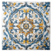 Farbenfrohe handbemalte Blumenziegel Fliese (Vorderseite)