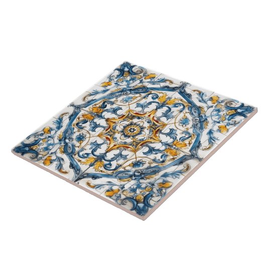 Farbenfrohe handbemalte Blumenziegel Fliese (Seite)