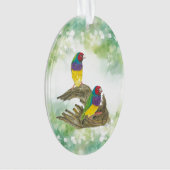 Farbenfrohe handbemalte, gefährdete Gouldian Finch Ornament (Vorderseite)
