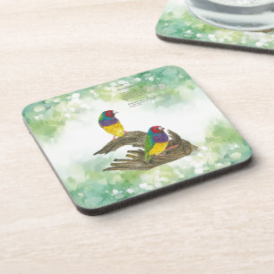 Farbenfrohe handbemalte Gouldian Finch Getränkeuntersetzer