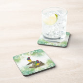 Farbenfrohe handbemalte Gouldian Finch Getränkeuntersetzer (Rechte Seite)