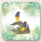 Farbenfrohe handbemalte Gouldian Finch Getränkeuntersetzer (Vorderseite)