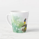 Farbenfrohe handbemalte Gouldian Finch Milchtasse (Linke Ecke)