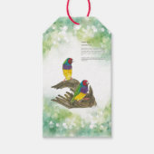 Farbenfrohe handbemalte Gouldianfinch Geschenkanhänger (Vorderseite)