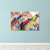 Farbenfrohe handbemalte mexikanische Keramik Leinwanddruck (Insitu (Holzboden))