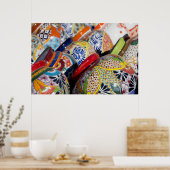 Farbenfrohe handbemalte mexikanische Keramik Poster (Küche)