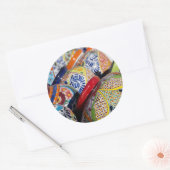 Farbenfrohe handbemalte mexikanische Keramik Runder Aufkleber (Umschlag)