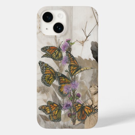 Farbenfrohe handbemalte Monarchschmetterlinge Case-Mate iPhone Hülle (Rückseite)