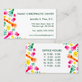 Farbenfrohe Handbüros Stunden Chiropraktor Visitenkarte (Vorne/Hinten)