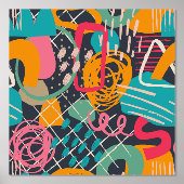 Farbenfrohe HandDrawn Moderne Lounge Art 3 Foliendrucke (Vorderseite)