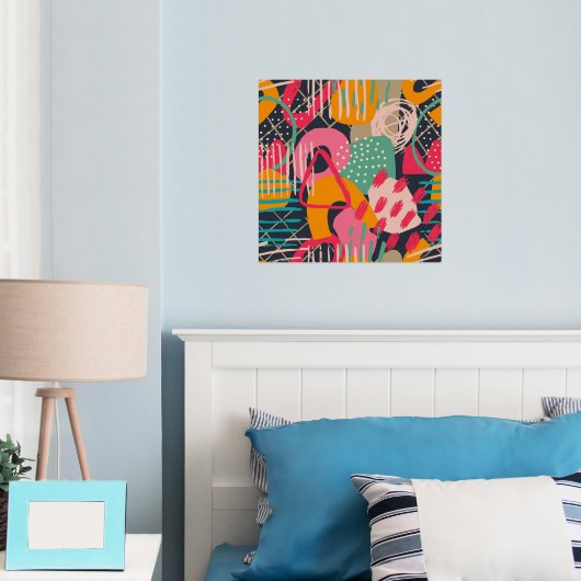 Farbenfrohe HandDrawnZeitgenössische Grunge Art 1 Foliendrucke (In Situ (Schlafzimmer))