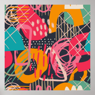 Farbenfrohe HandDrawnZeitgenössische Grunge Art 2 Poster