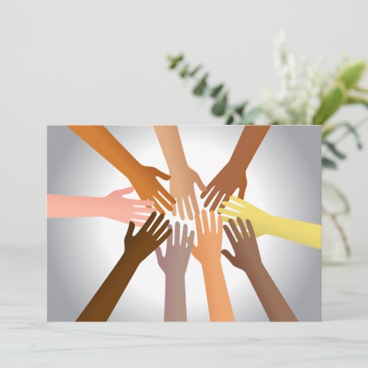 Farbenfrohe Hände Einladung (Stehend Vorderseite)