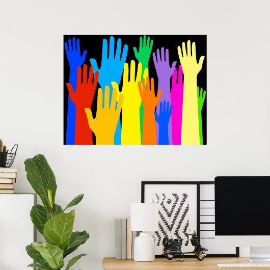 Farbenfrohe Hände Poster (Heimbüro)