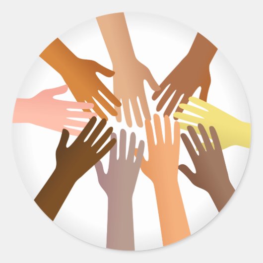 Farbenfrohe Hände Runder Aufkleber (Vorderseite)