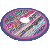 Farbenfrohe handgefertigte brasilianische Textilie Polyester Weihnachtsbaumdecke (Schrägansicht)