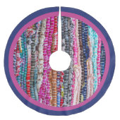 Farbenfrohe handgefertigte brasilianische Textilie Polyester Weihnachtsbaumdecke (Vorderseite)