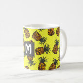 farbenfrohe handgemalte Ananas-Muster Kaffeetasse (VorderseiteRechts)