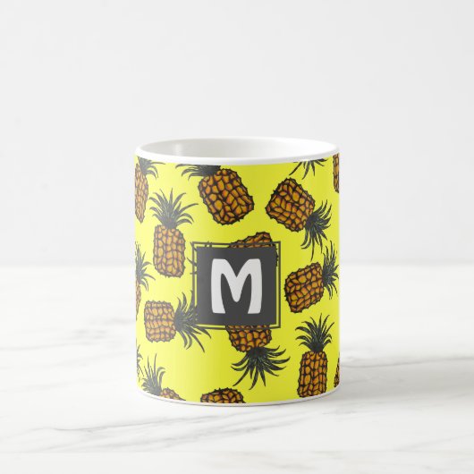farbenfrohe handgemalte Ananas-Muster Kaffeetasse (Mittel)