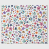 Farbenfrohe, handgemalte Frühlingshöhe Wildblume Geschenkpapier (Flach)